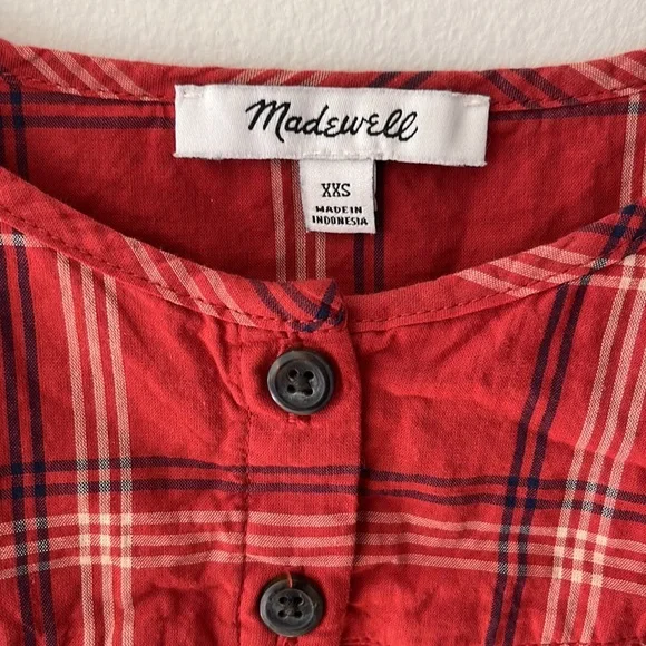 Madewell Plaid Top XXS - Picture 2 of 4